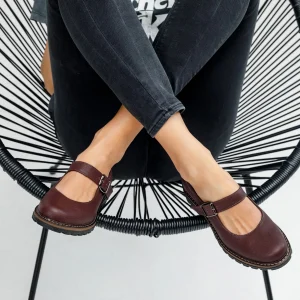 Burgundy Leather Women’s Mary Jane Flats