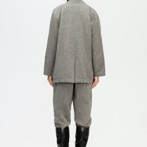 Grey Oversize Jacket Cotton Shirts Women's Jackets