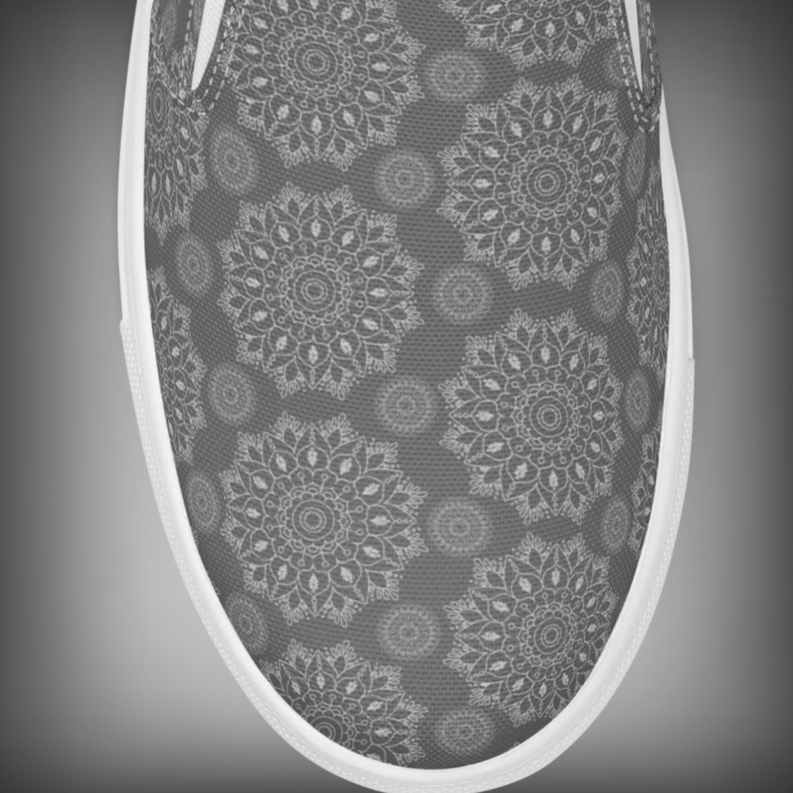 Gray Mandala Slip On Canvas Shoes For Men Gray Mandala Slip On Canvas Shoes For Men