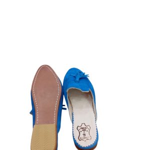 Women’s Bleu Leather Mules Handmade Pointed Toe Slip