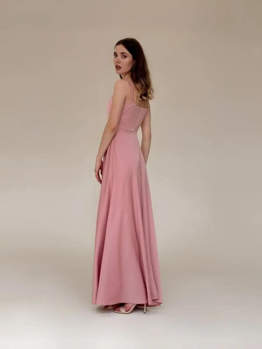 Pink Silk Maxi Dress Elegant A Line Satin Pink Silk Maxi Dress Elegant A Line Satin