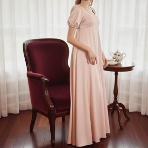 Blush Pink Whisper Puff Sleeve Dress Dreamy Empire